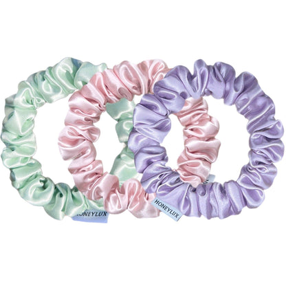 Organic Silk Mini Scrunchie Set with Box - Mint, Pink, Lilac