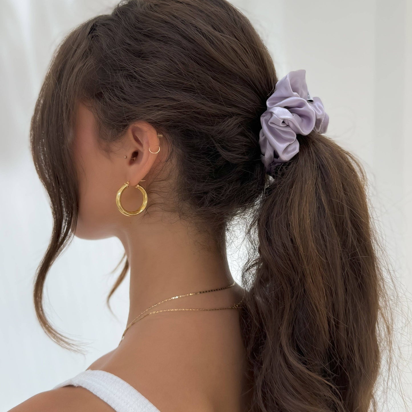 Organic Premium Silk Scrunchie - Lilac