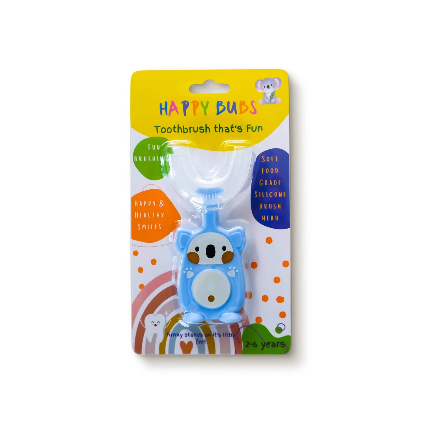 Happy Bubs U Shaped Silicone Toothbrush Blue 2-6 year olds